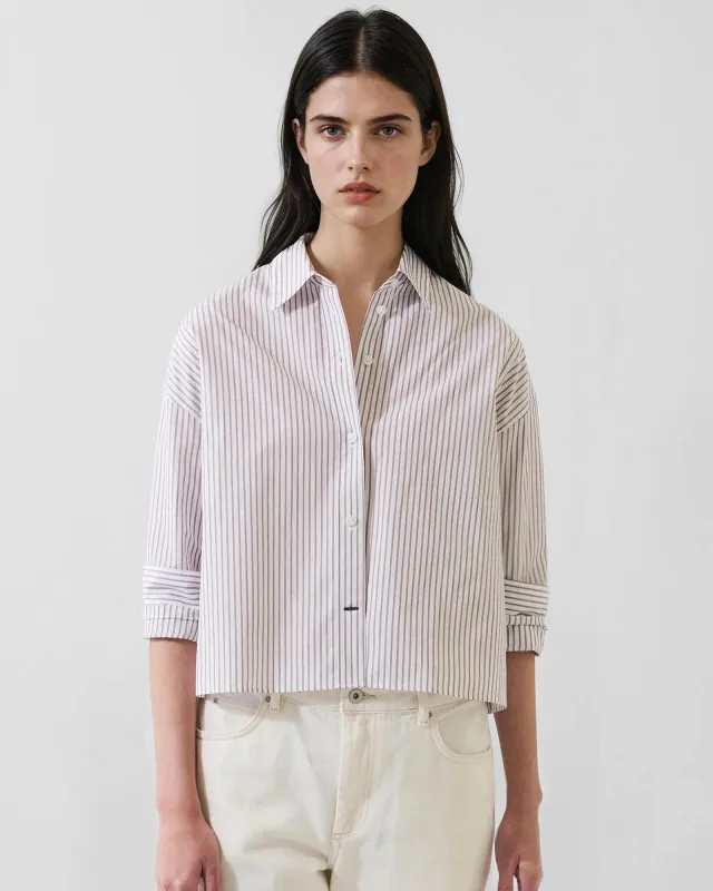 Cotton Stripe Boxy Shirt made by Patrick Assaraf