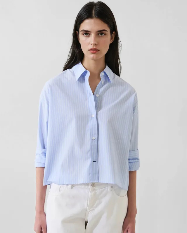 Cotton Stripe Boxy Shirt made by Patrick Assaraf
