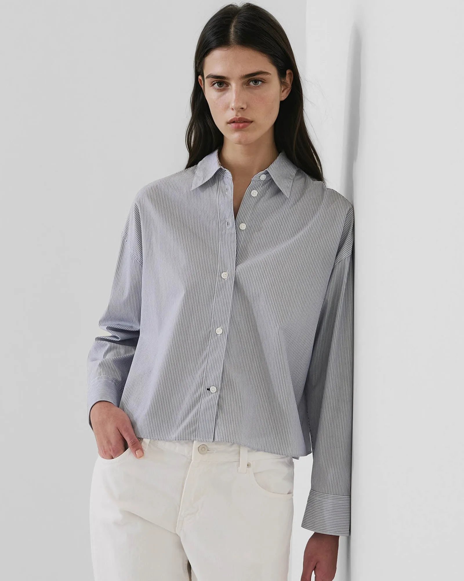 Cotton Stripe Boxy Shirt sold by TNT Fashion product image thumbnail 2