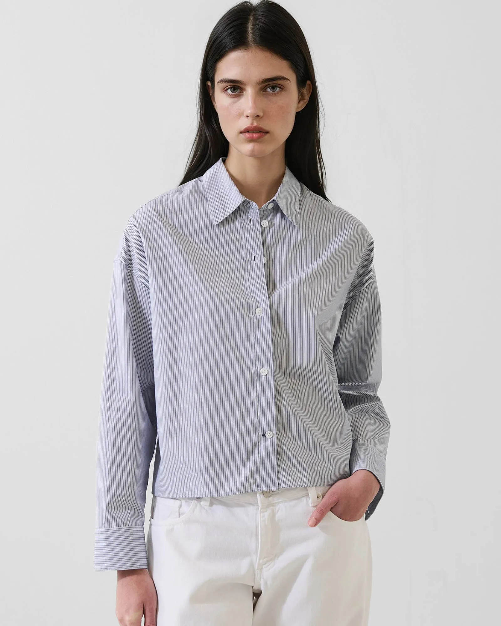 Cotton Stripe Boxy Shirt sold by TNT Fashion