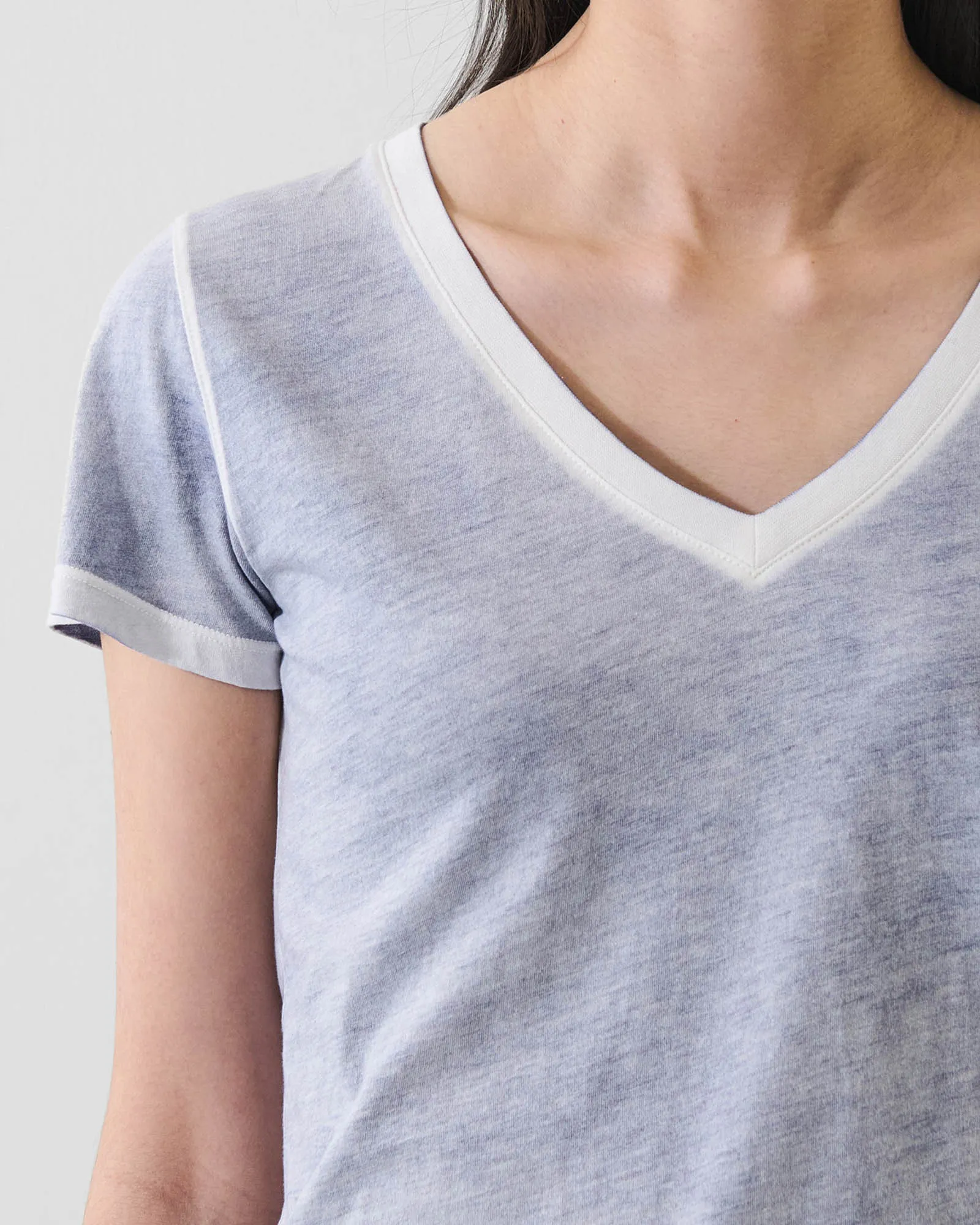 Reverse Spray Lightweight Pima Cotton V-Neck T-Shirt sold by TNT Fashion product image thumbnail 3