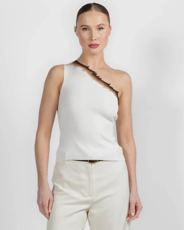 Flame One Shoulder Top made by GRACE LING