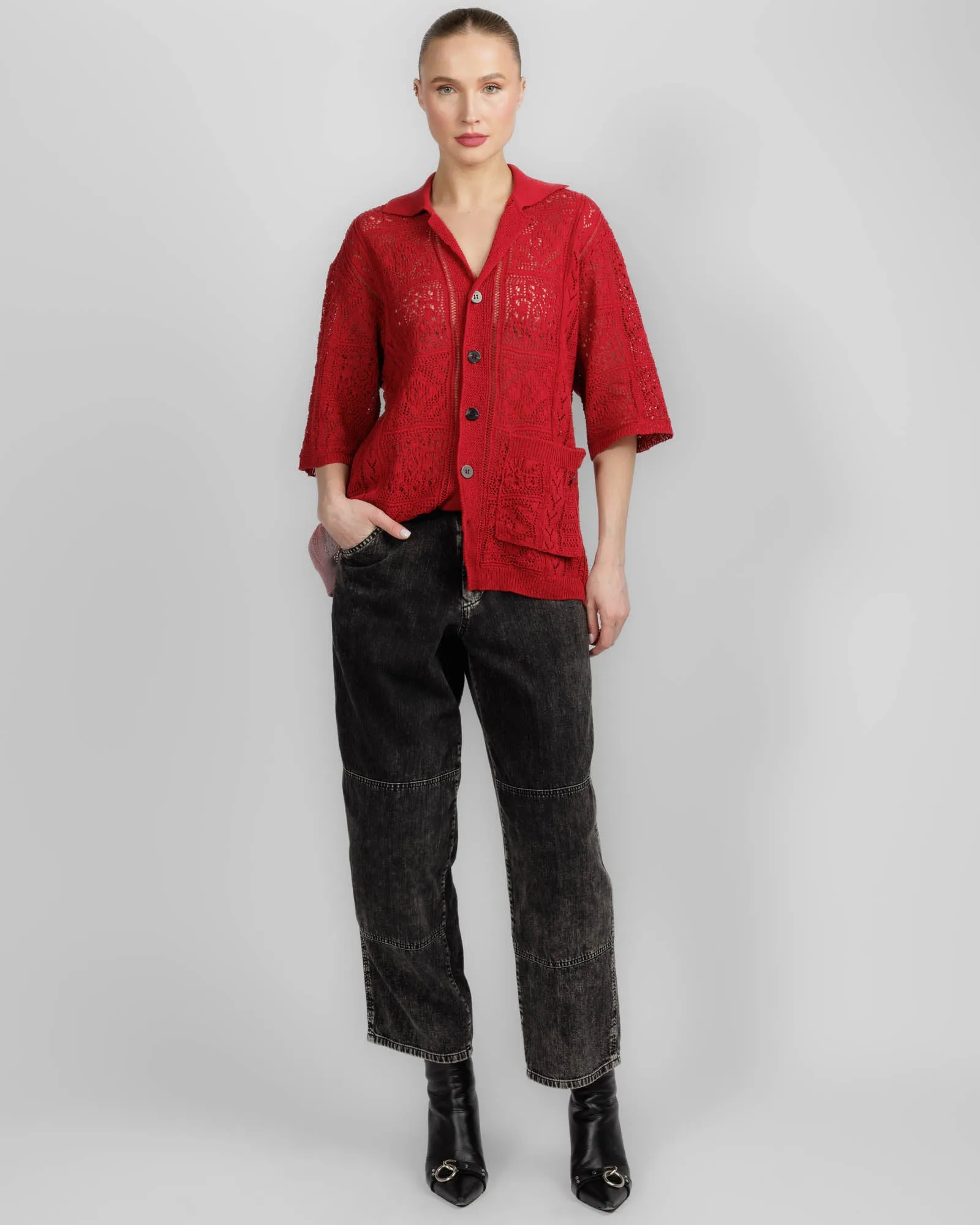 Open Collar Knit Shirt sold by TNT Fashion product image thumbnail 2