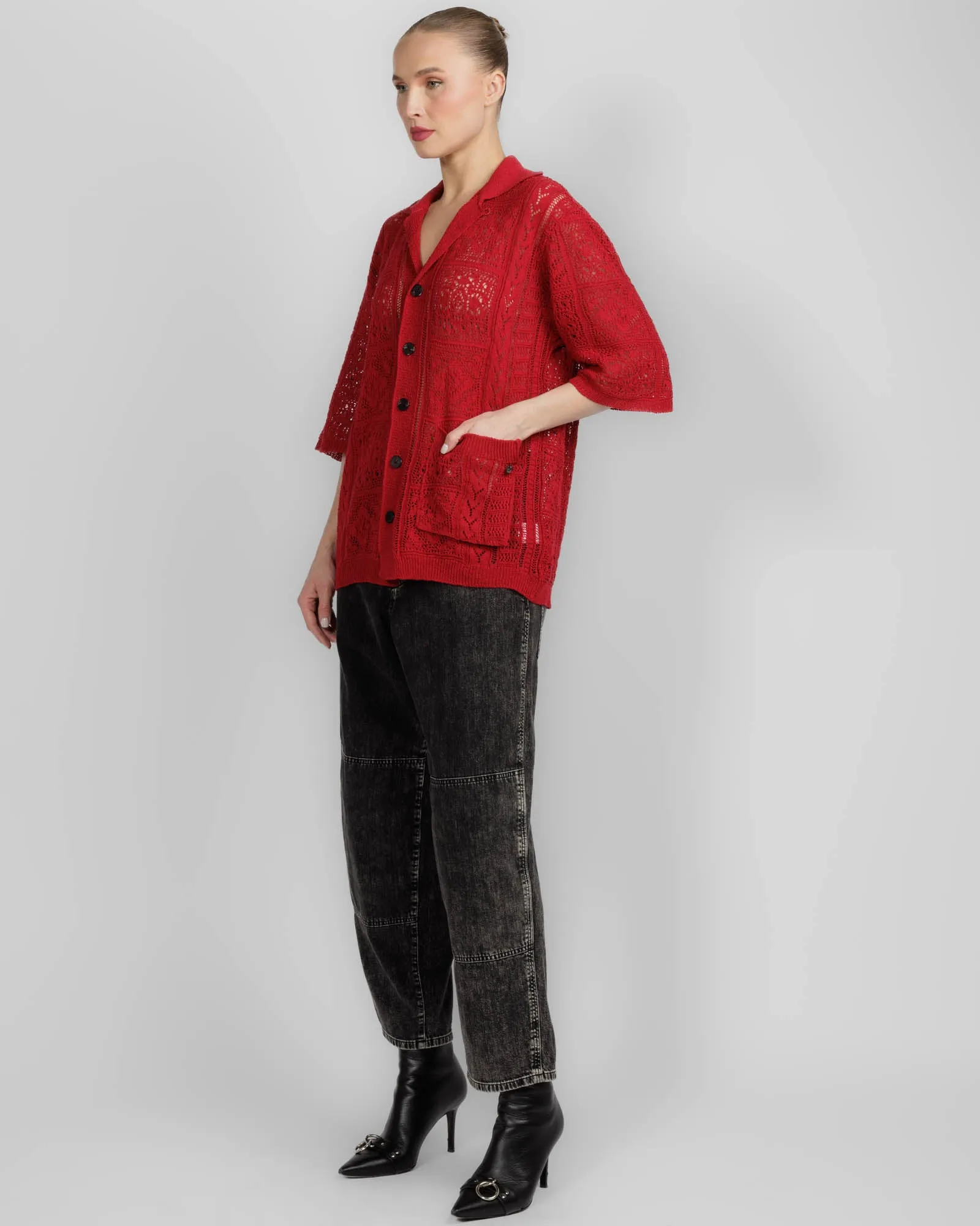 Open Collar Knit Shirt sold by TNT Fashion product image thumbnail 4