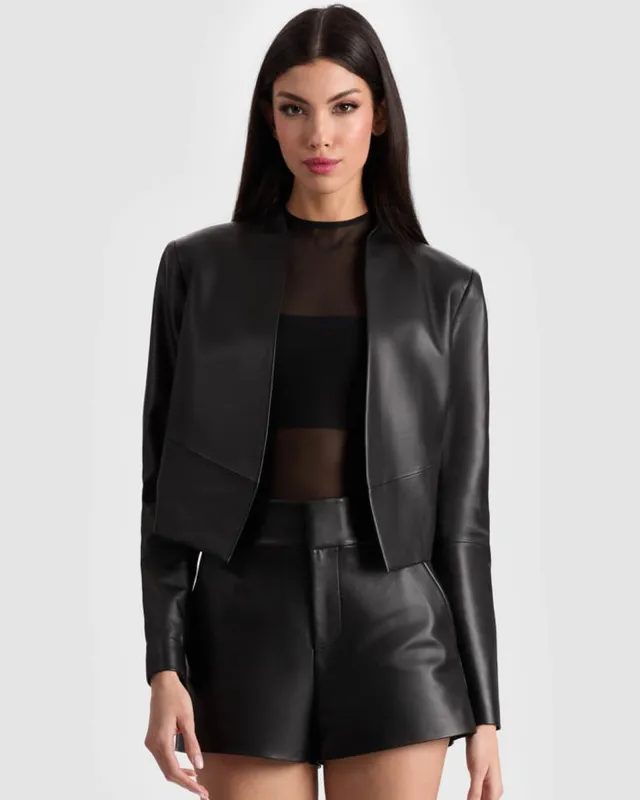 New Harvey Leather Jacket made by Alice + Olivia