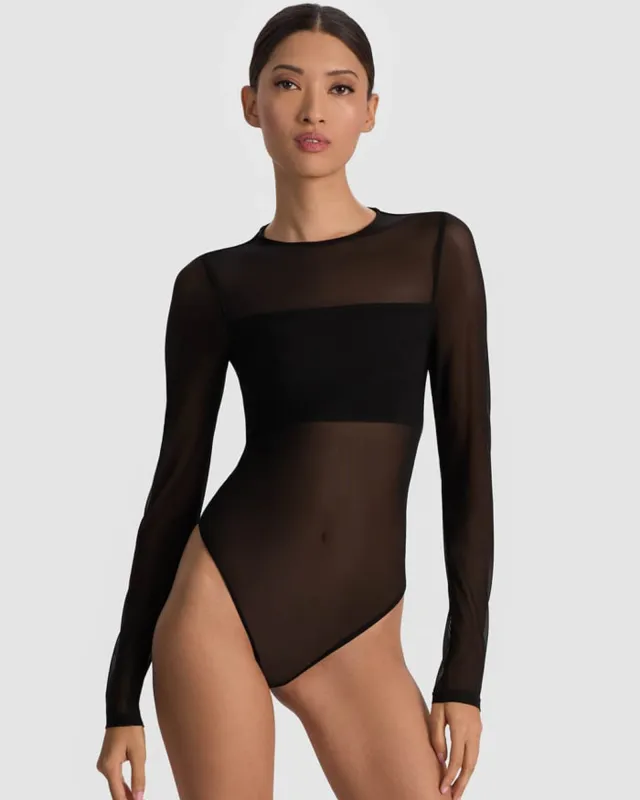 Bandeau Long Sleeve Bodysuit made by Alice + Olivia