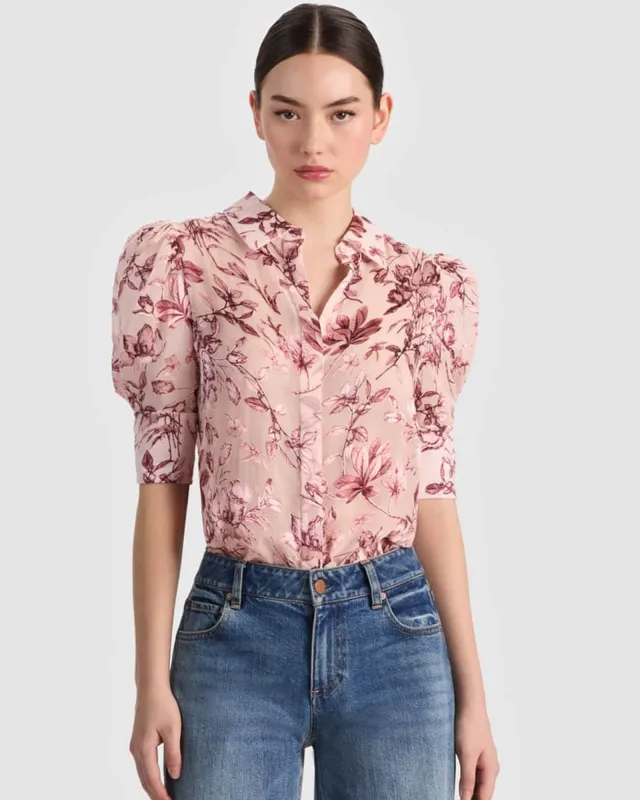 Willa Puff Sleeve Top made by Alice + Olivia