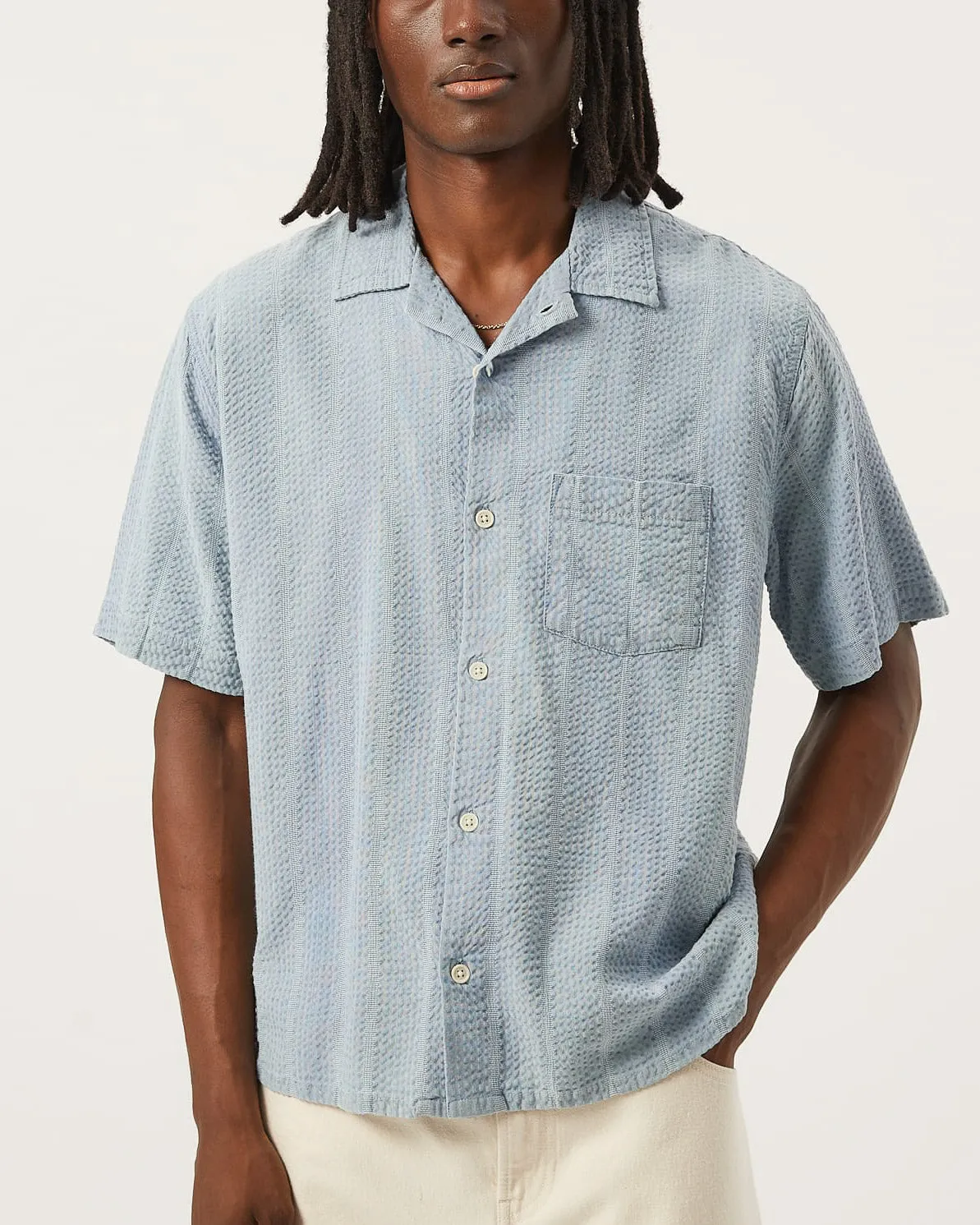 Striped Seersucker Short Sleeve sold by TNT Fashion