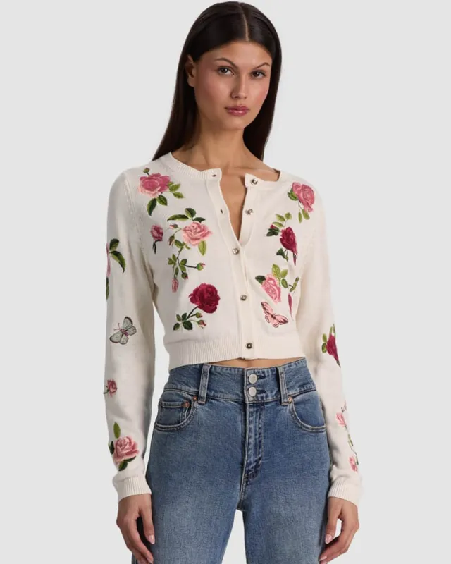 Dollie Embroidered Cardigan made by Alice + Olivia