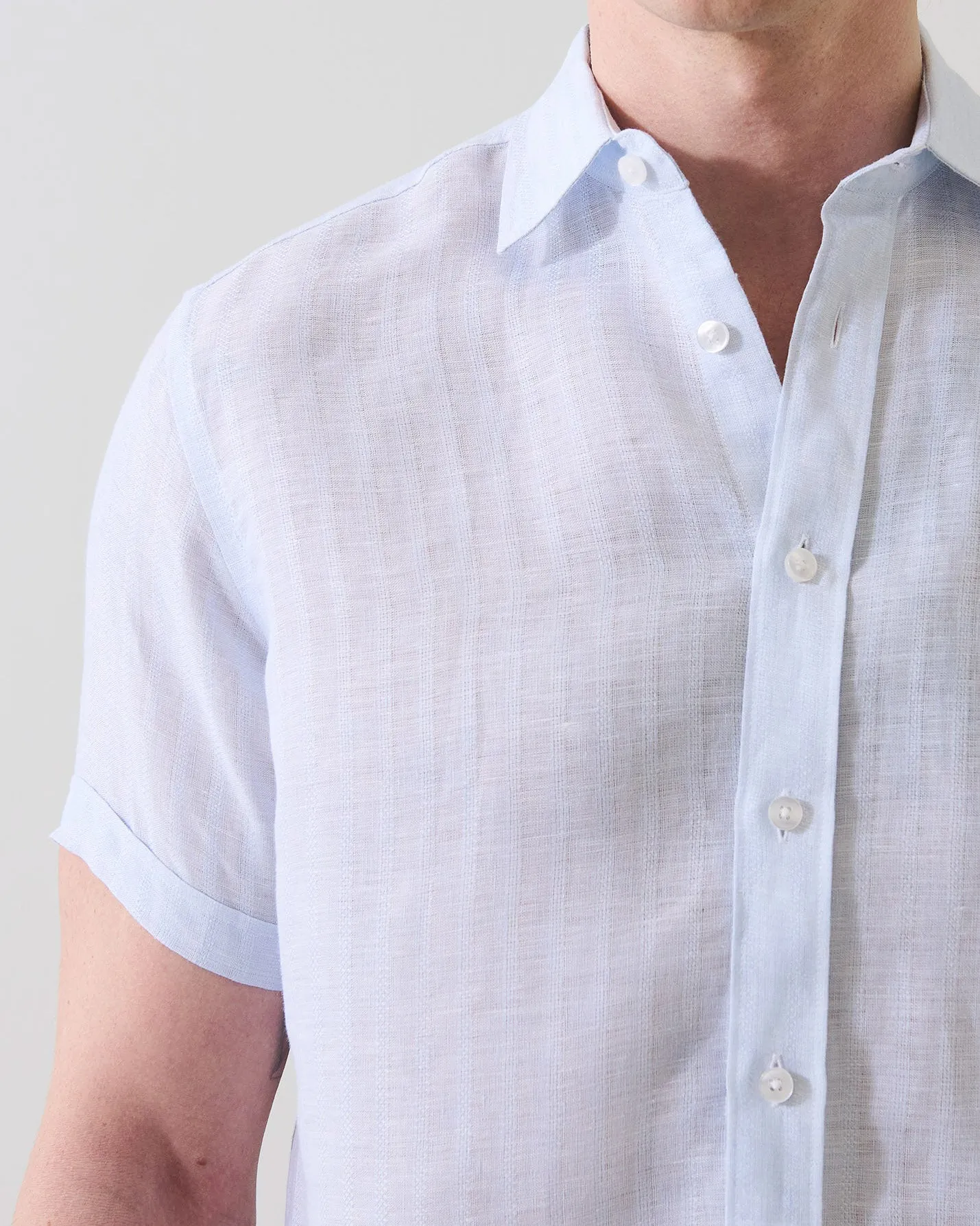 Textured Tonal Stripe Linen Shirt sold by TNT Fashion product image thumbnail 4