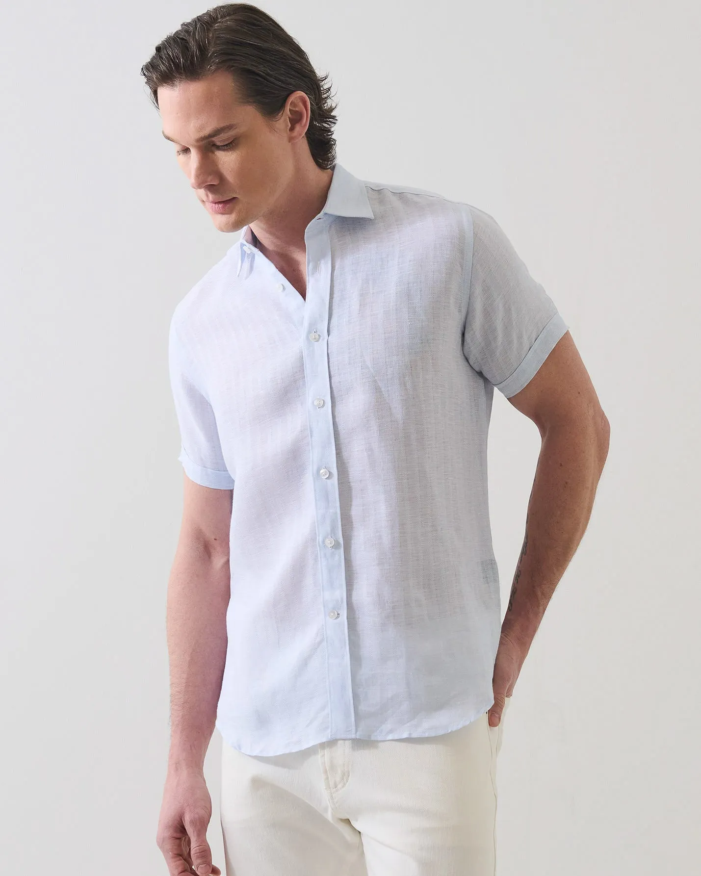 Textured Tonal Stripe Linen Shirt sold by TNT Fashion product image thumbnail 2