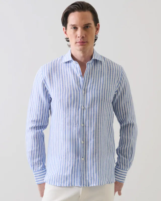 Bengal Stripe Linen Shirt made by Patrick Assaraf