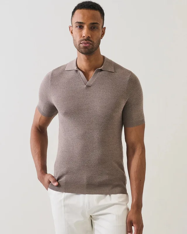 Merino Wool-Silk Birds-Eye Stitch Polo made by Patrick Assaraf