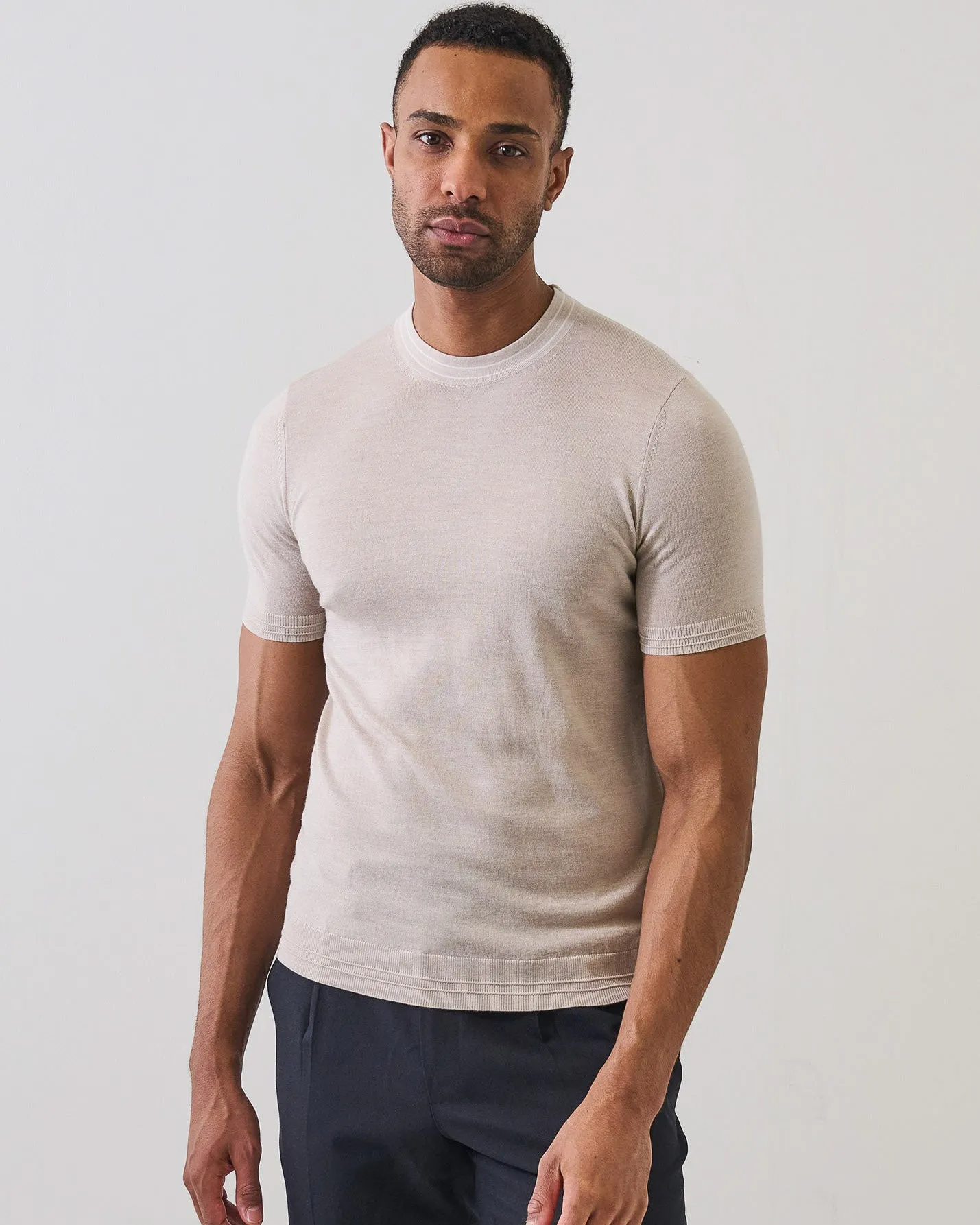Merino Silk Tipped Crewneck Sweater sold by TNT Fashion