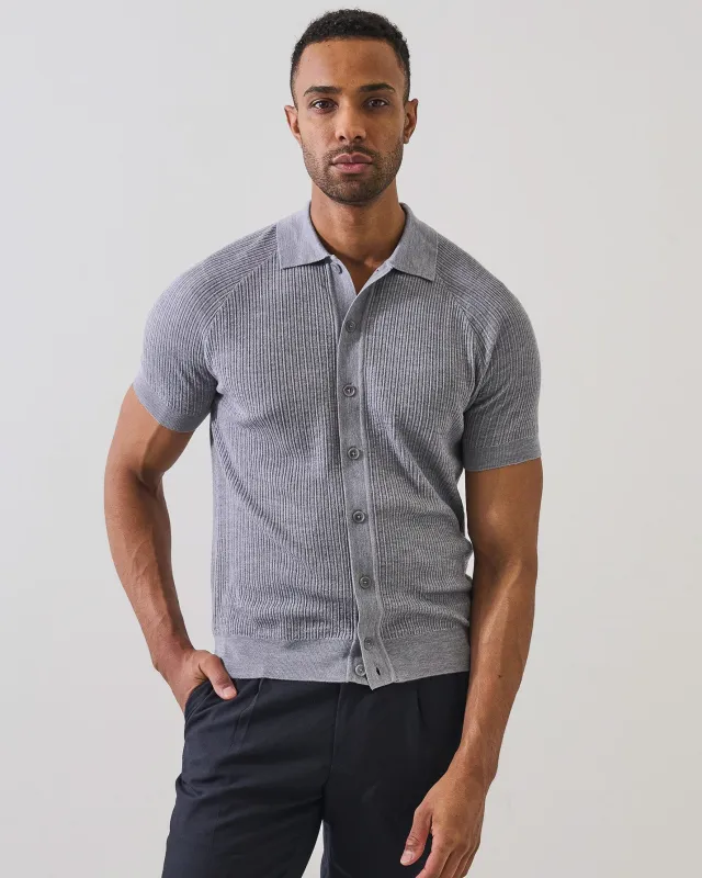 Merino Silk Textured Knit Shirt made by Patrick Assaraf
