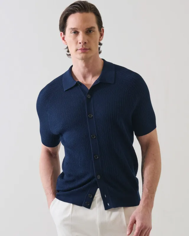 Merino Silk Textured Knit Shirt made by Patrick Assaraf