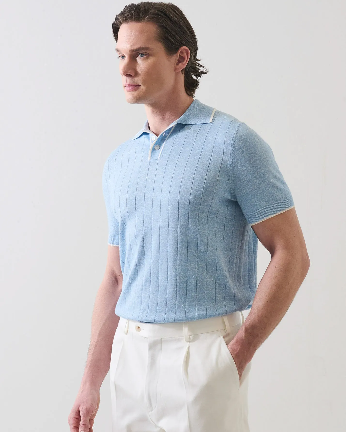 Merino Linen Drop Needle Polo sold by TNT Fashion product image thumbnail 2