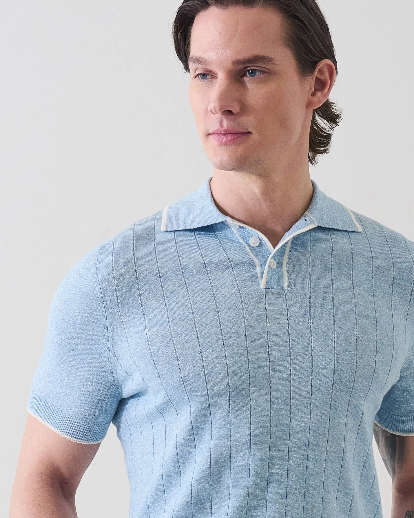 Merino Linen Drop Needle Polo sold by TNT Fashion product image thumbnail 3