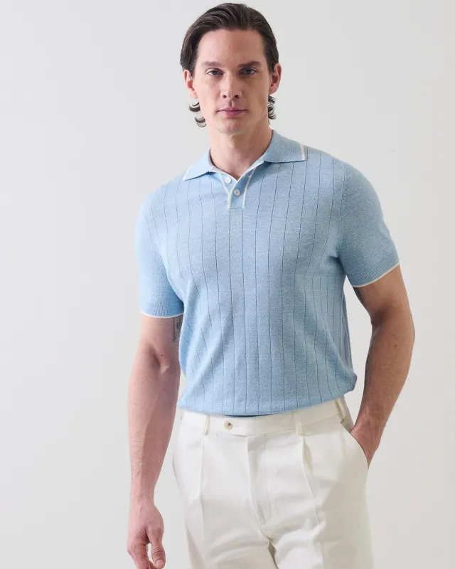 Merino Linen Drop Needle Polo made by Patrick Assaraf