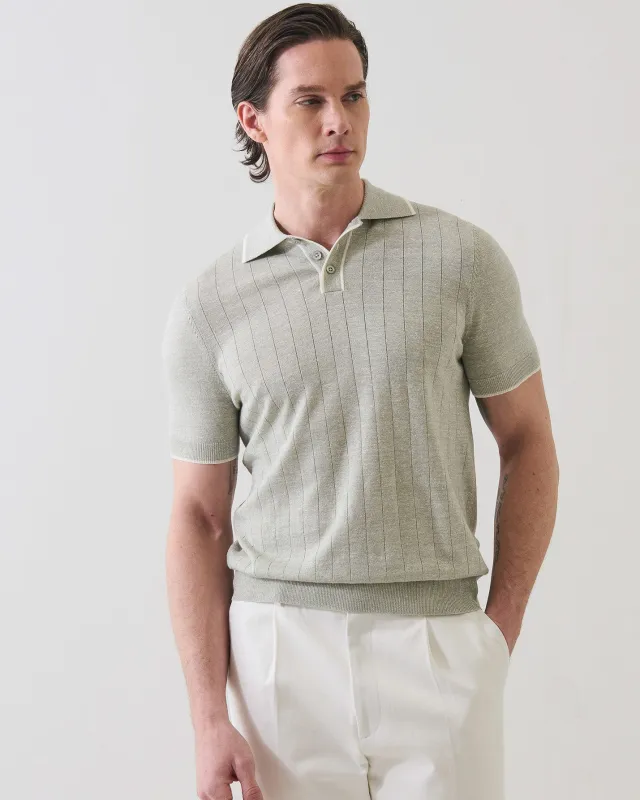 Merino Linen Drop Needle Polo made by Patrick Assaraf