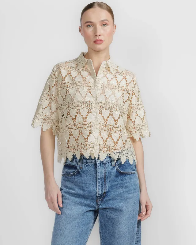 Lace Button Up Shirt made by Frame Denim