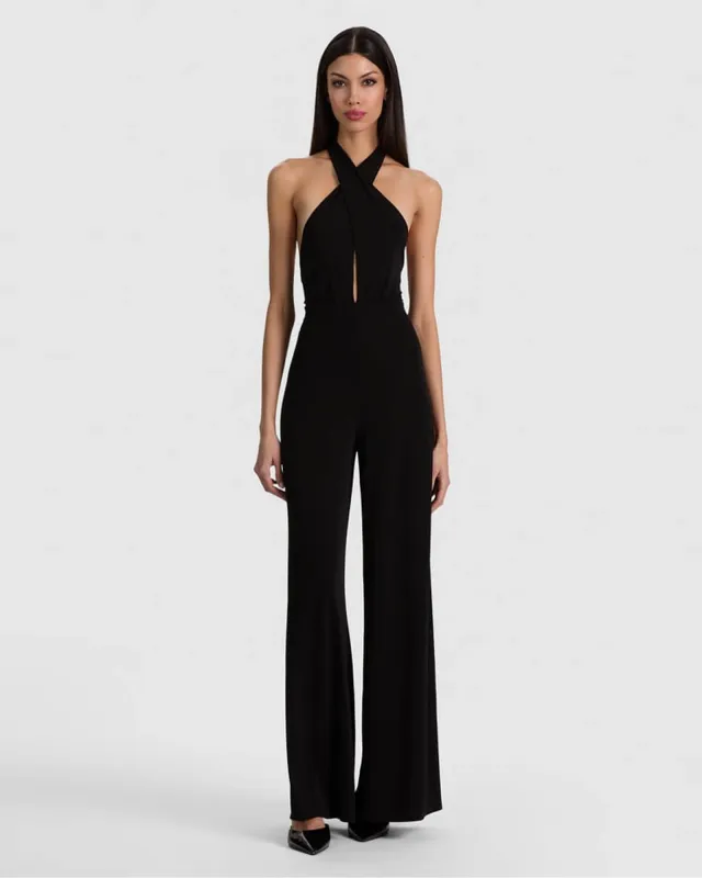 Evelina Halter Jumpsuit made by Alice + Olivia