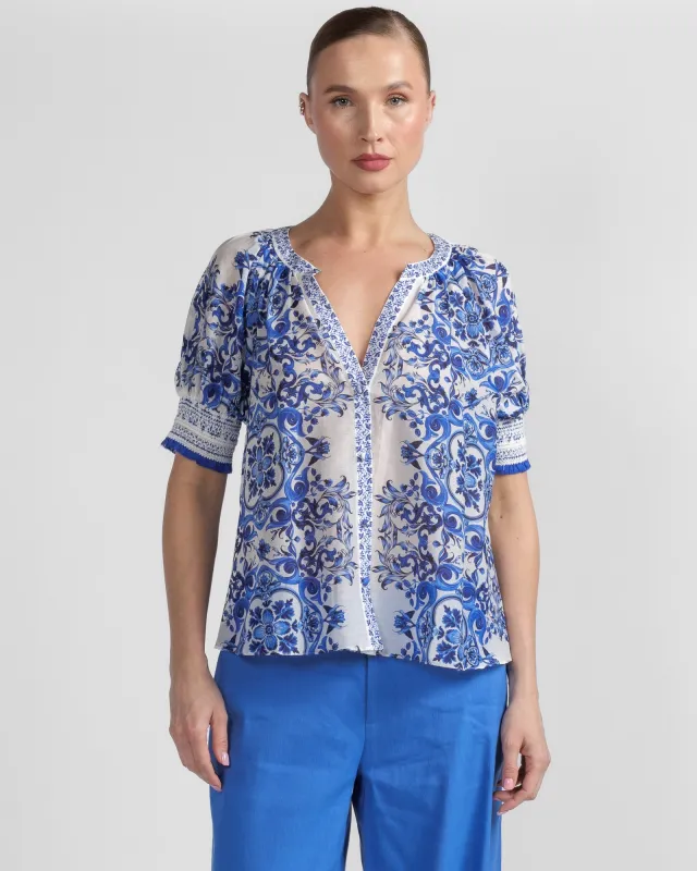 Thalia Puff Sleeve Blouse made by Alice + Olivia