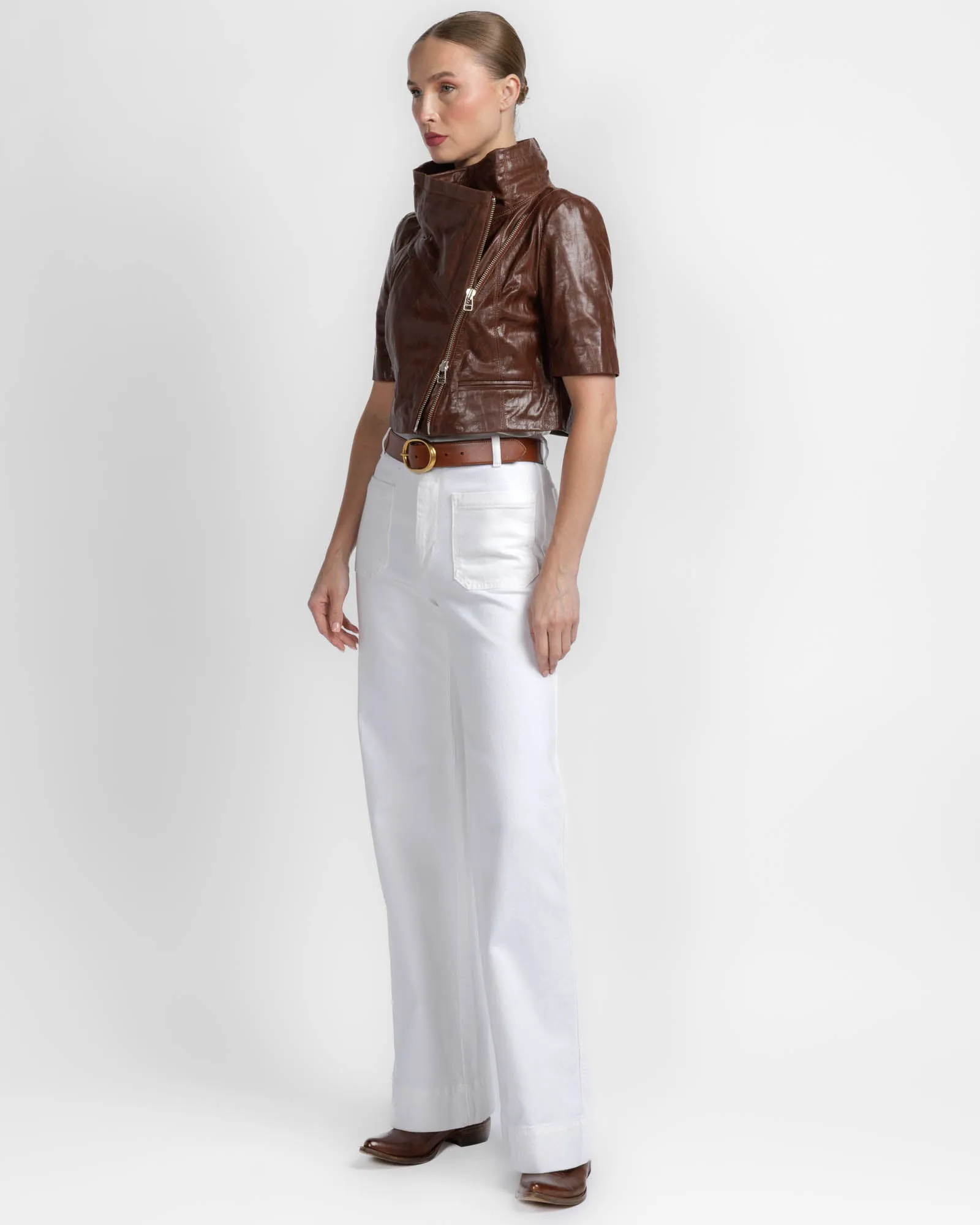 Crop Leather Jacket sold by TNT Fashion product image thumbnail 4