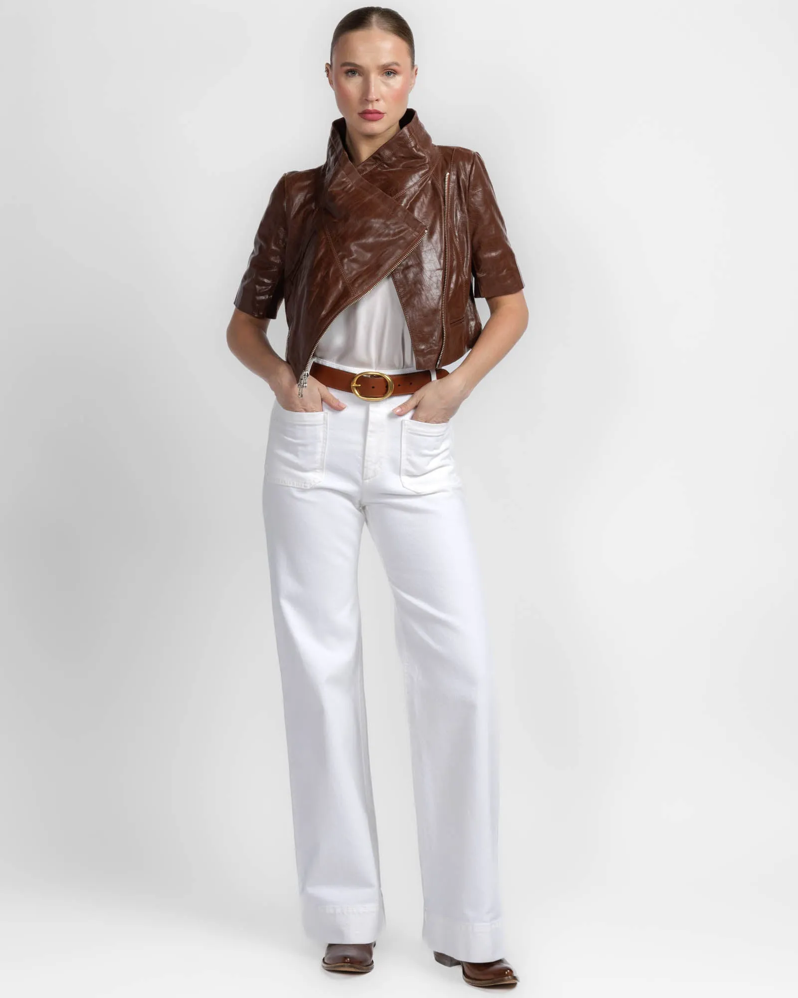 Crop Leather Jacket sold by TNT Fashion product image thumbnail 2