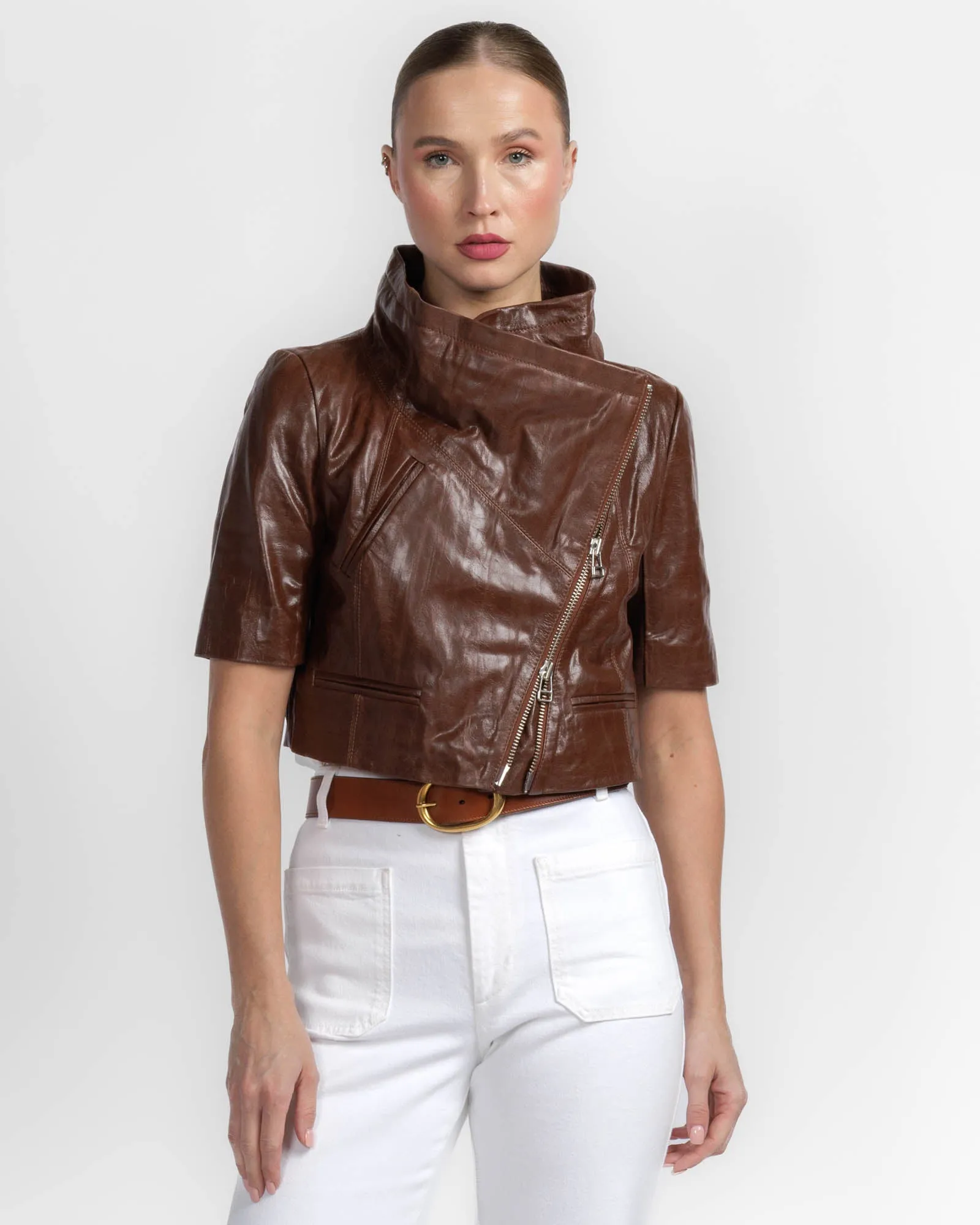 Crop Leather Jacket sold by TNT Fashion