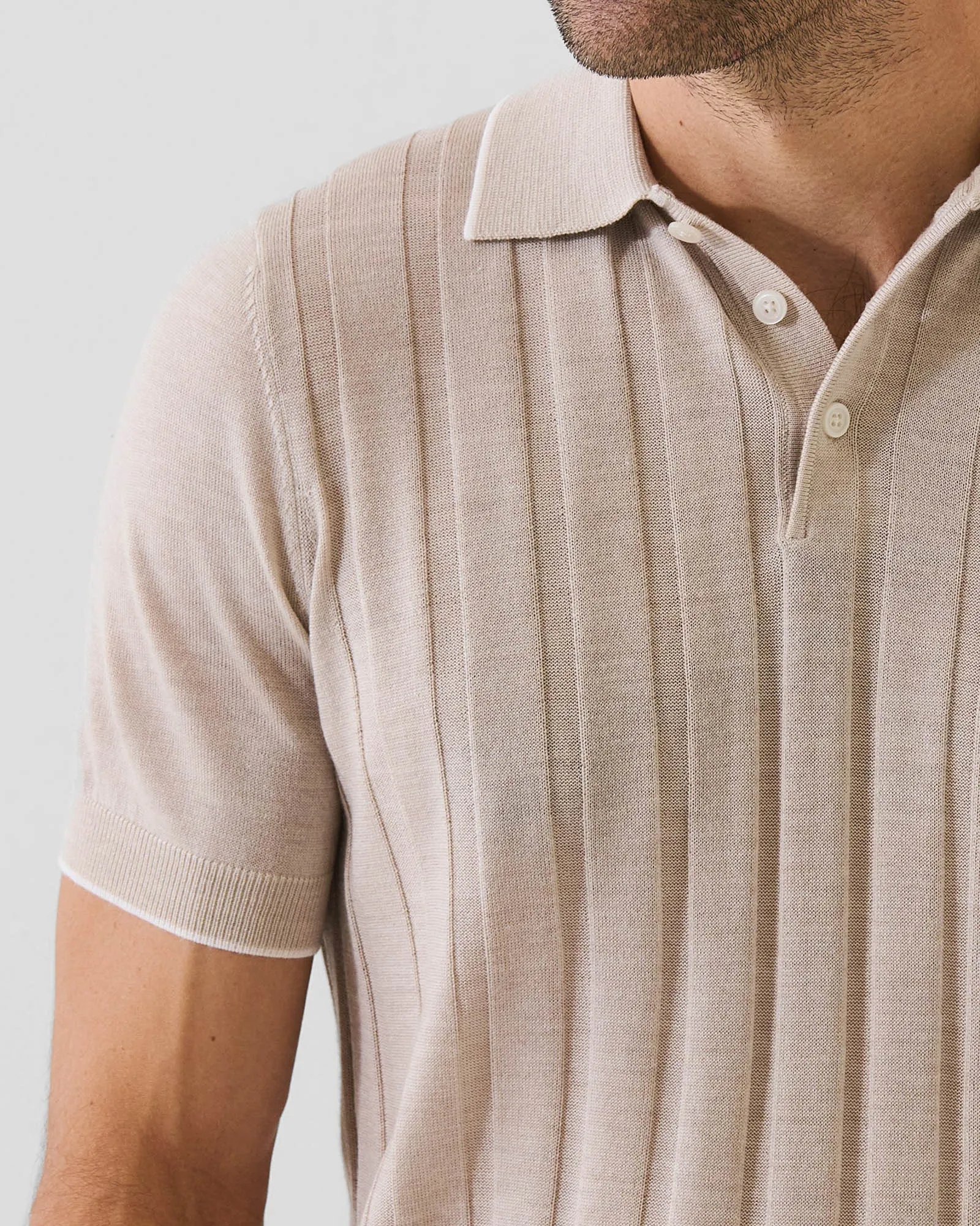 Short Sleeve Textured Button Polo sold by TNT Fashion product image thumbnail 3