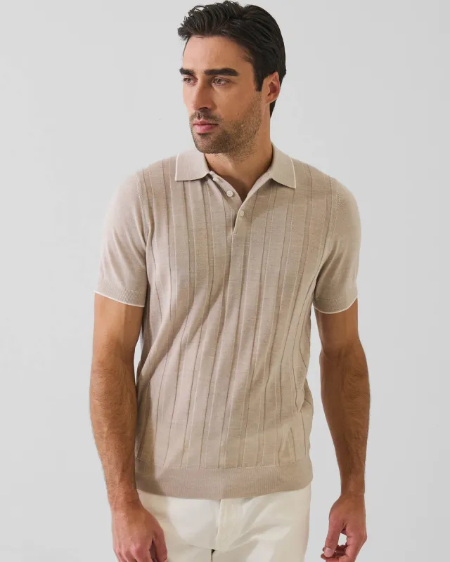 Short Sleeve Textured Button Polo made by Patrick Assaraf