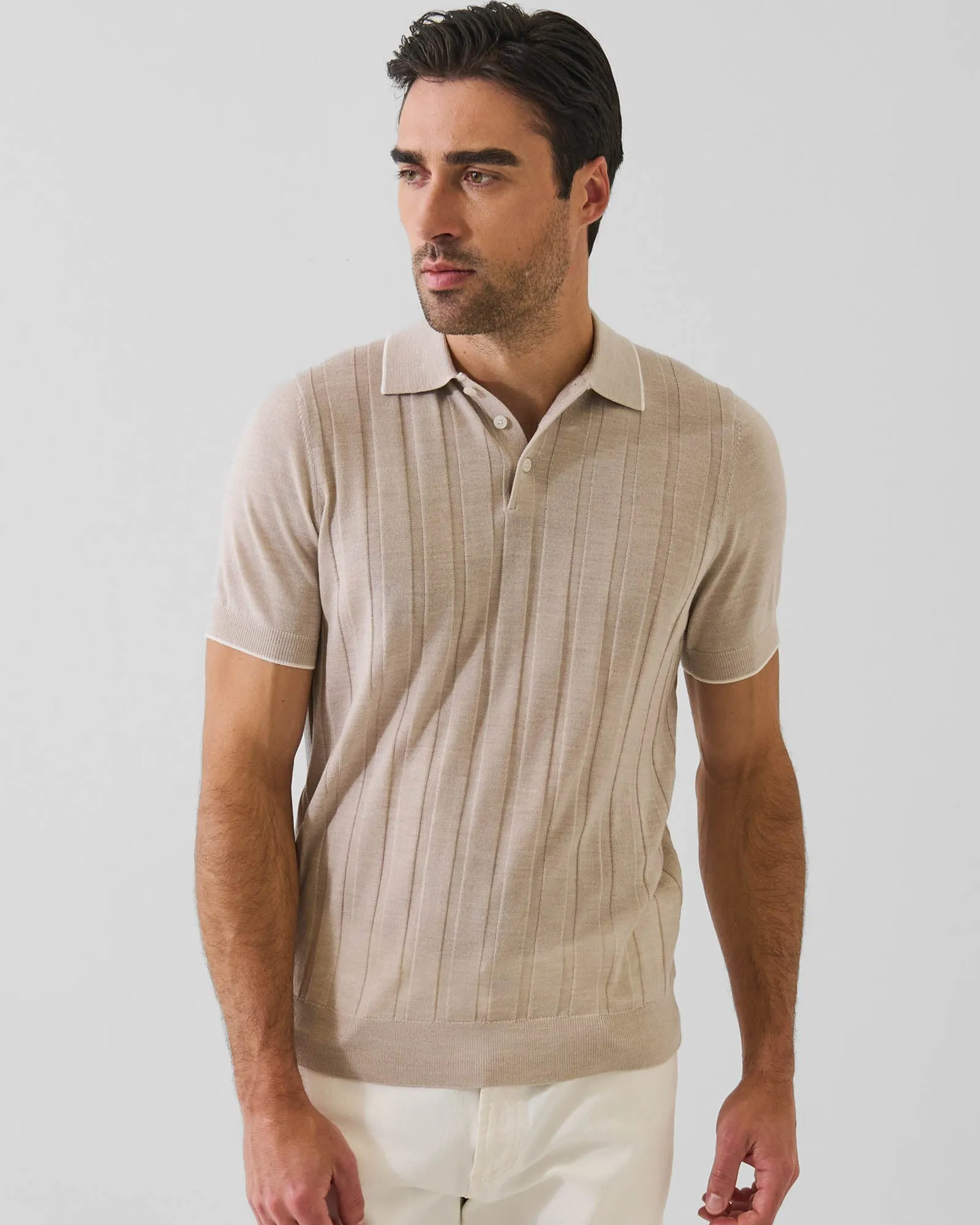 Short Sleeve Textured Button Polo sold by TNT Fashion