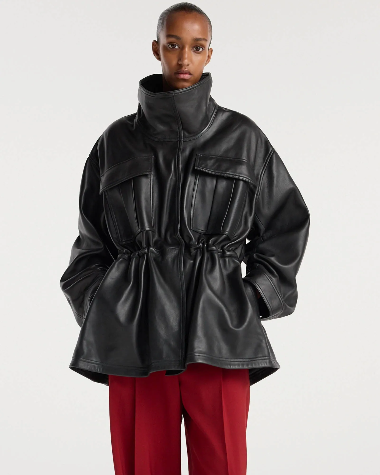 Sculptural Leather Jacket sold by TNT Fashion