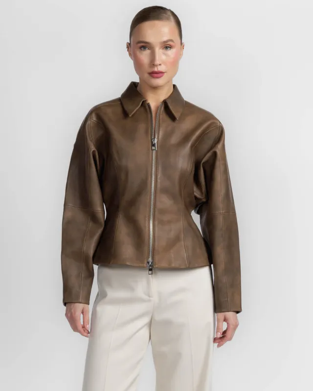 Fitted Leather Jacket made by The Sei