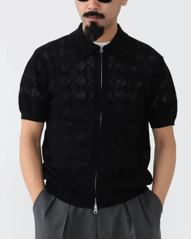 Zip Knit Mesh Polo sold by TNT Fashion
