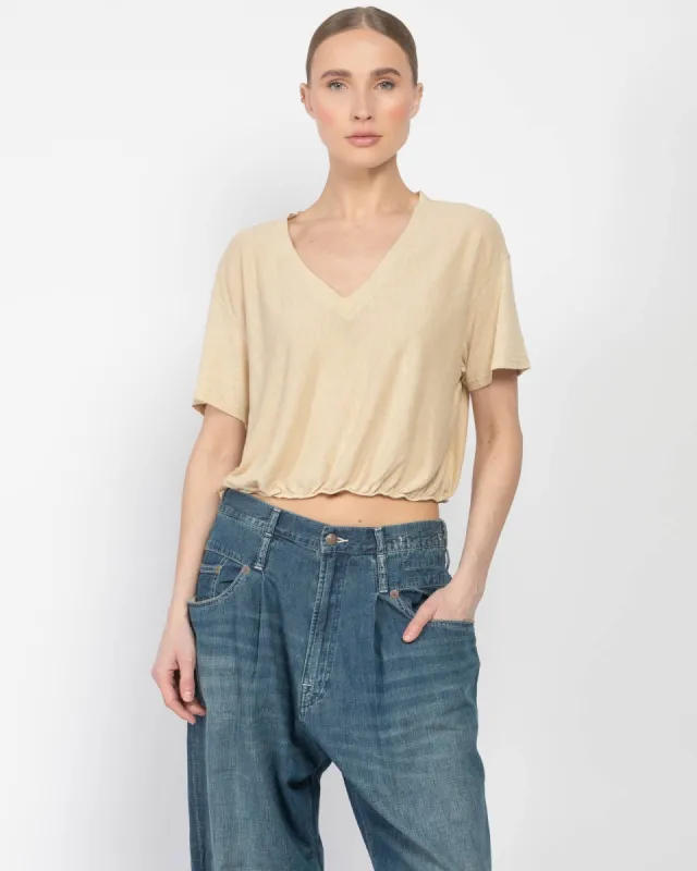 Gathered Hem V-Neck Tee sold by TNT Fashion