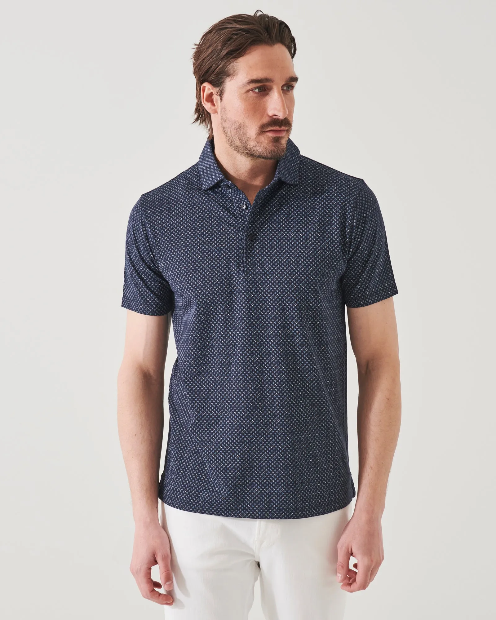Pima Stretch Printed Polo sold by TNT Fashion