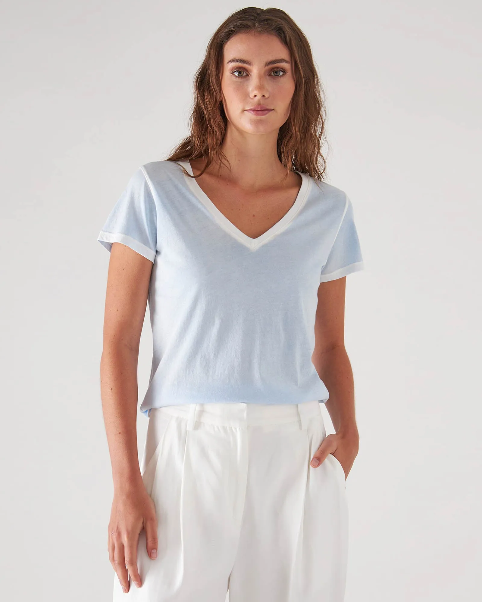 Short Sleeve Classic Spray V-Neck Tee sold by TNT Fashion