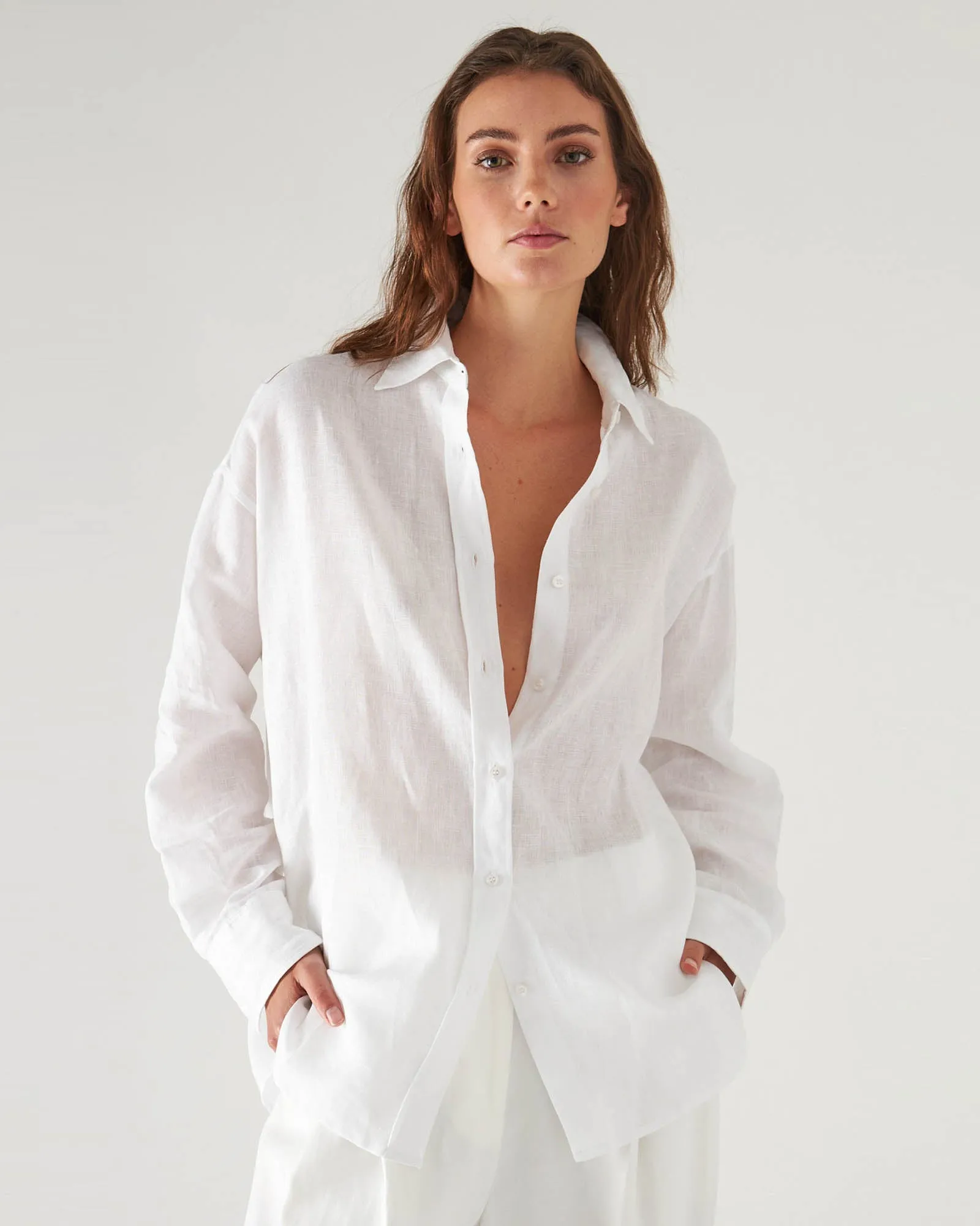 Linen Boyfriend Shirt sold by TNT Fashion