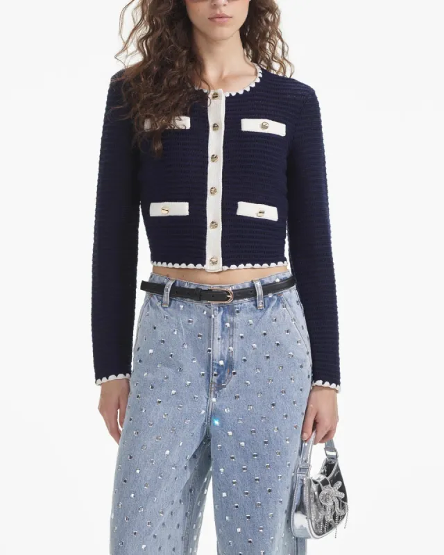 Crochet Contrast Cardigan sold by TNT Fashion