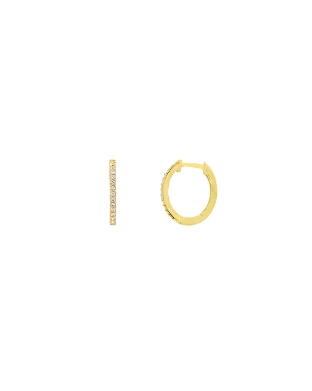 Oval Pavé Huggies | 12mm sold by Blue Ruby