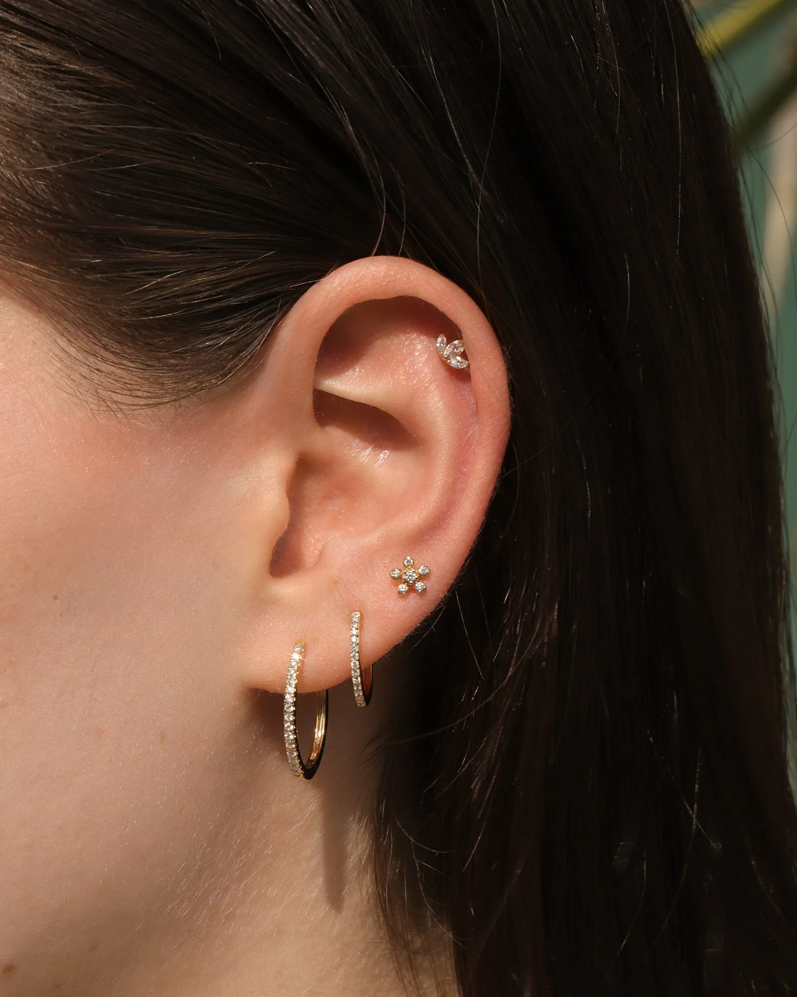 Oval Pavé Huggies | 12mm sold by Blue Ruby product image thumbnail 2