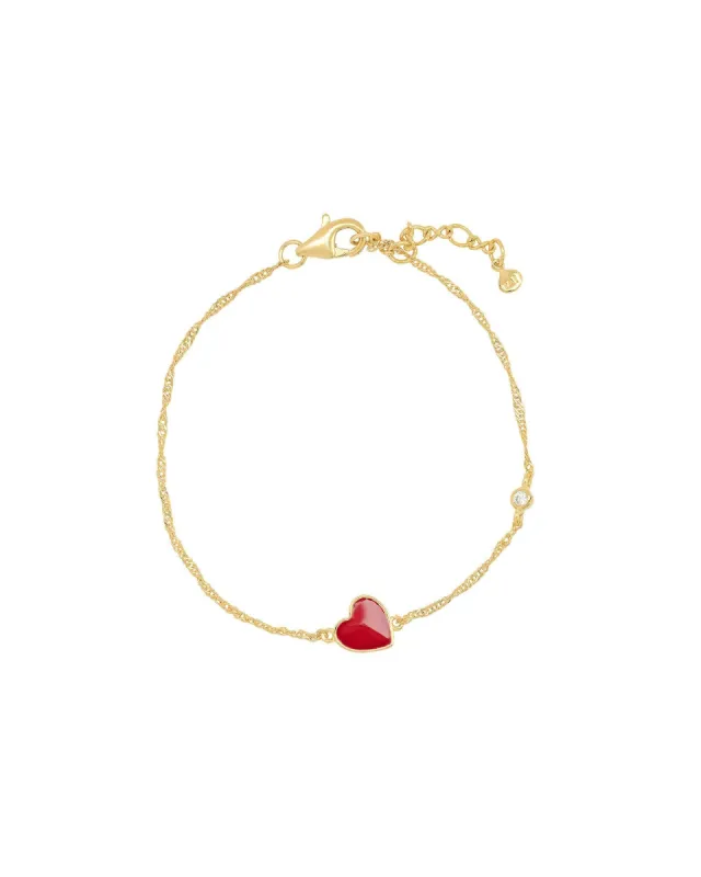 Heart Enamel Charm Chain Bracelet sold by Blue Ruby