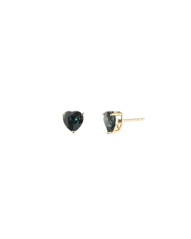 Blue Topaz Heart Studs sold by Blue Ruby