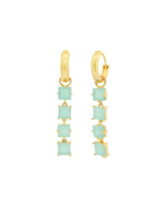 Four Square Stone Drop Pavé Huggies sold by Blue Ruby