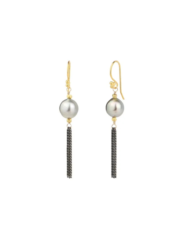 Chain Fringe Tahitian Pearl Hooks sold by Blue Ruby