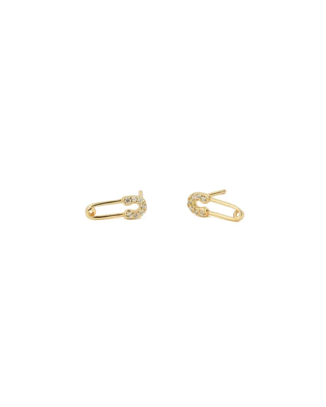 Tiny Safety Pin CZ Studs sold by Blue Ruby