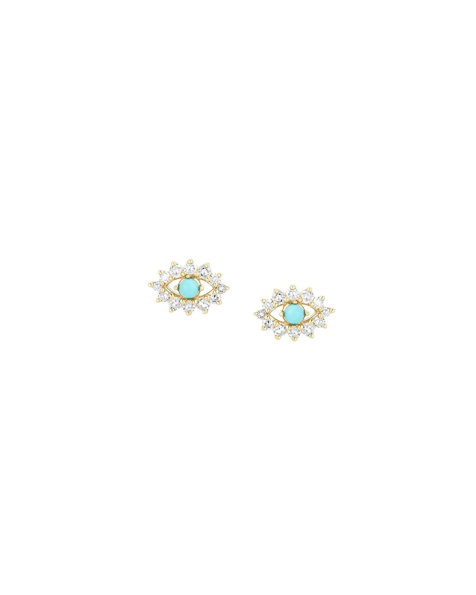 Turquoise + Diamond Evil Eye Stud sold by Blue Ruby product image thumbnail 3