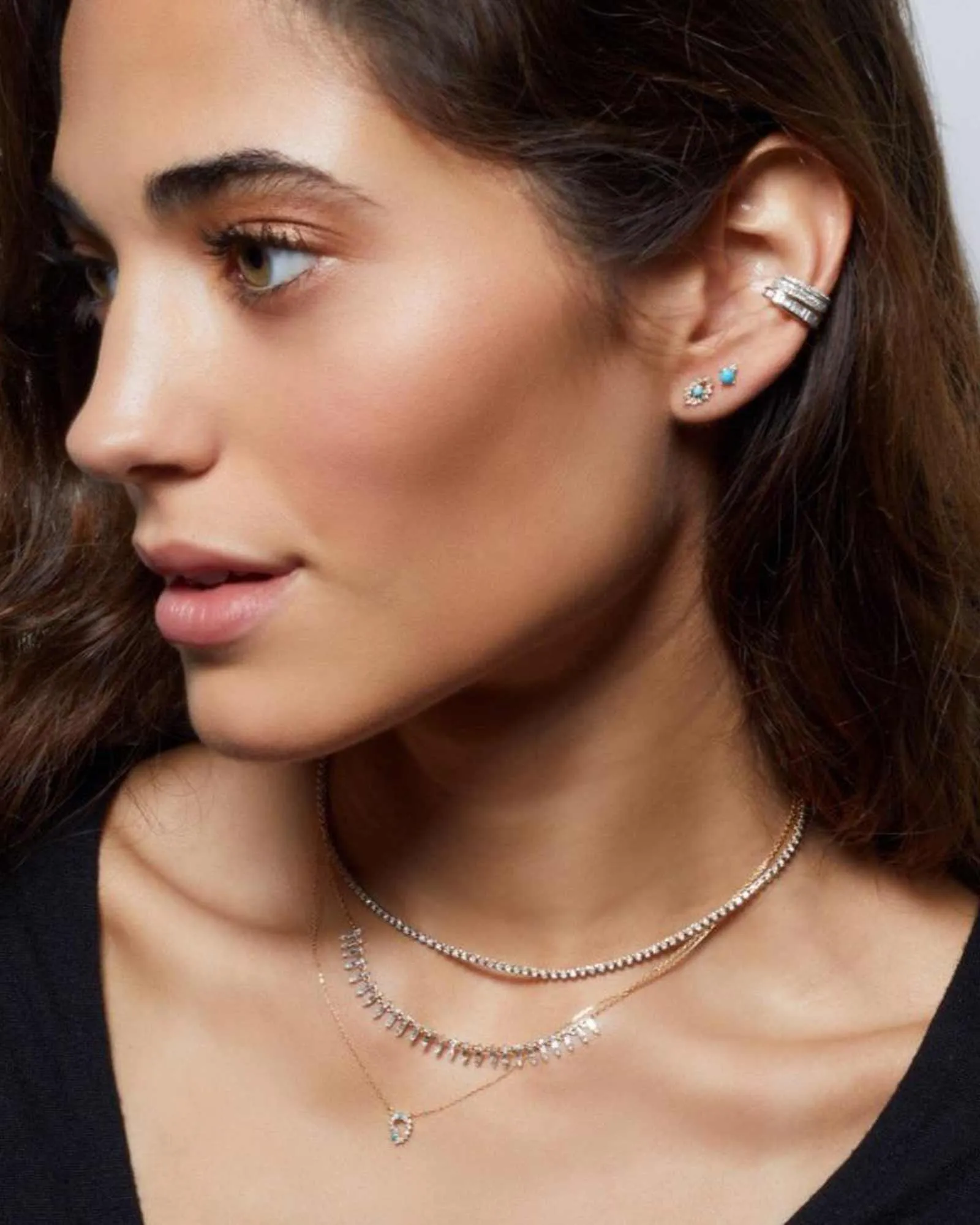 Turquoise + Diamond Evil Eye Stud sold by Blue Ruby product image thumbnail 2